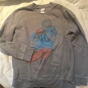 Gray Crewneck Sweater with Football Graphic